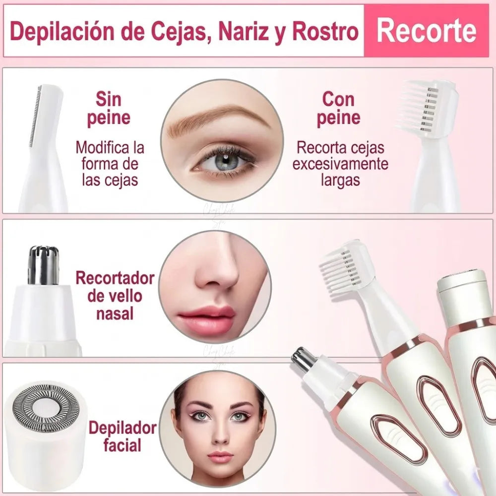 DEPILADORA  RECARGABLE USB 4 EN 1