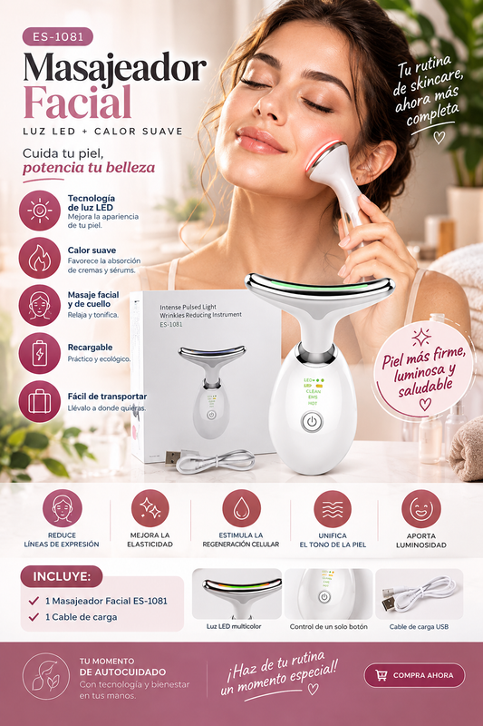 Masajeador Facial Led Antiarrugas